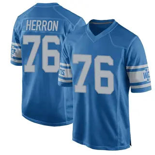 Game Men's Justin Herron Detroit Lions Nike Throwback Vapor Untouchable Jersey - Blue
