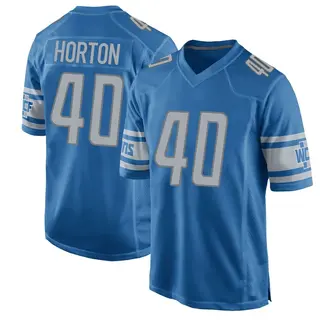Game Men's Zach Horton Detroit Lions Nike Team Color Jersey - Blue