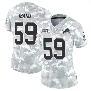 Limited Women's Giovanni Manu Detroit Lions Nike 2024 Salute to Service Jersey - Arctic Camo
