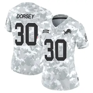 Limited Women's Khalil Dorsey Detroit Lions Nike 2024 Salute to Service Jersey - Arctic Camo
