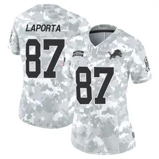 Limited Women's Sam LaPorta Detroit Lions Nike 2024 Salute to Service Jersey - Arctic Camo